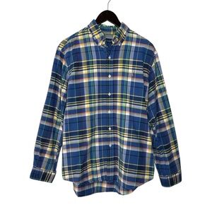 Polo Ralph Lauren Blue & Yellow Plaid LS Shirt Men's Size L Large Pony Oxford